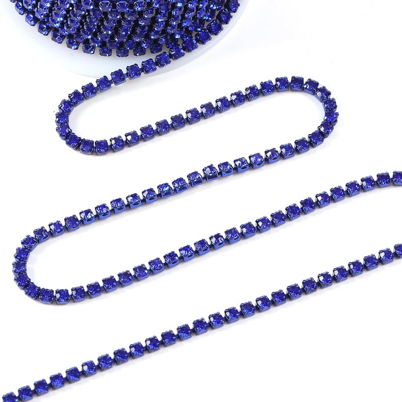 Rytenz 10 Yards 3 MM Rhinestone Chain Trim Crystal Close Trim for Sewing Crafts, DIY Decoration, Jewelry, Clothing, Shoes (Dark Blue) - Image 2